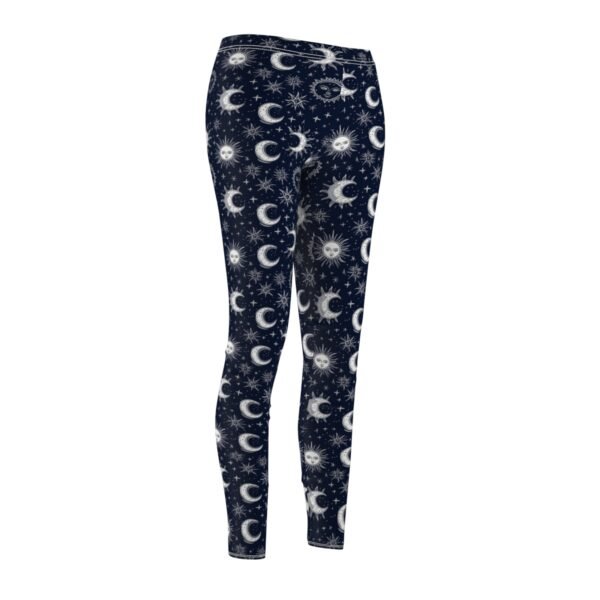 Sun Moon Stars - White on Midnight Blue - Women's Cut & Sew Casual Leggings (AOP)