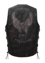 Leather Vest - Men's - Distressed Brown - Live To Ride - Eagle - Up To 60 - MV3090-12N-DL