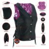 Leather Vest - Women's - Gun Pockets - Purple Paisley Liner - DS261-DS