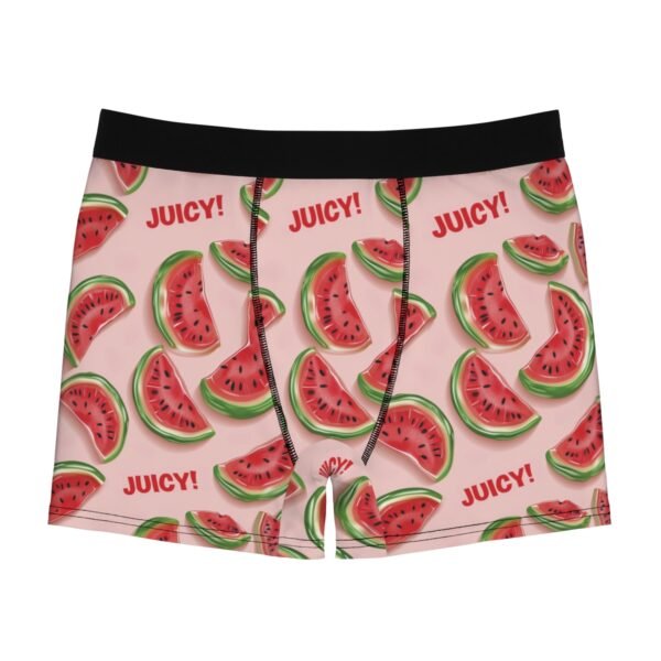 Watermelon Candy Slices - Red Green on Pink - Text Juicy - Men's Boxer Briefs