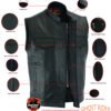 Leather Motorcycle Vest - Men's - Gun Pockets - Up To 12XL - Big and Tall - AM9192-DS
