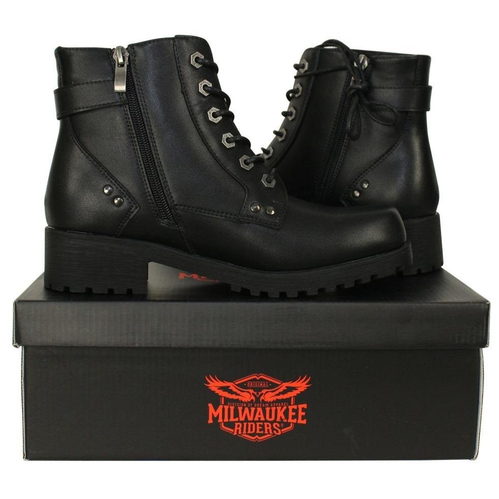 Women's Motorcycle Boots - 6 Eyes and Side Zipper - MR-BTL7000-DL