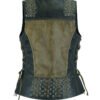 Women's Two Tone Leather Vest With Grommet and Lacing Accents - DS298-DS