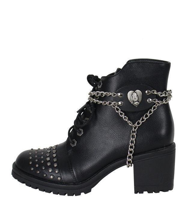 Pair of Women's Biker Boot Chains - Praying Hands Inside Heart - BCN103-DL