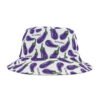 Doodle Eggplant Emoji - Text Schwing - Purple Green on White - Biker Bucket Hat