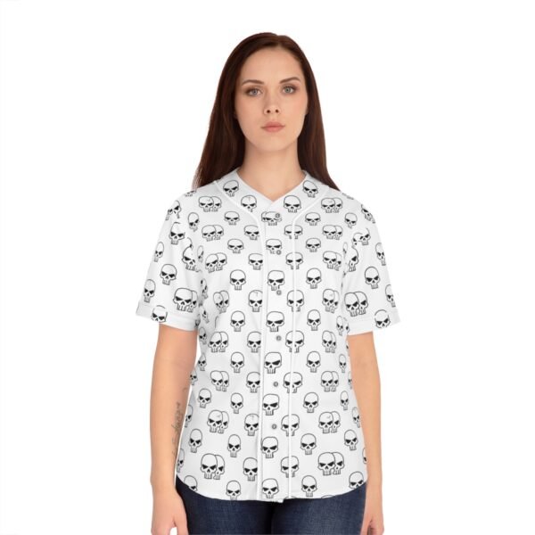 Skull Print - White on Black - Women's Baseball Jersey (AOP)