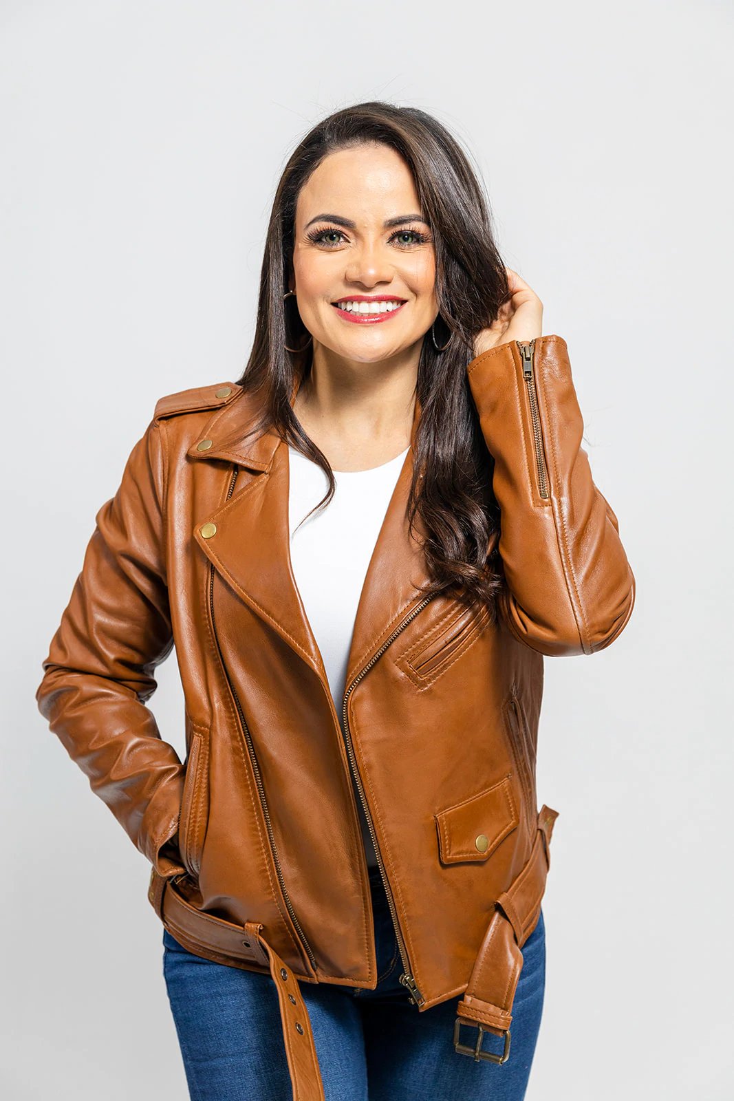 Leather Motorcycle Jacket - Women's - Choice of 5 Colors - Rebel - WBL1390-WB