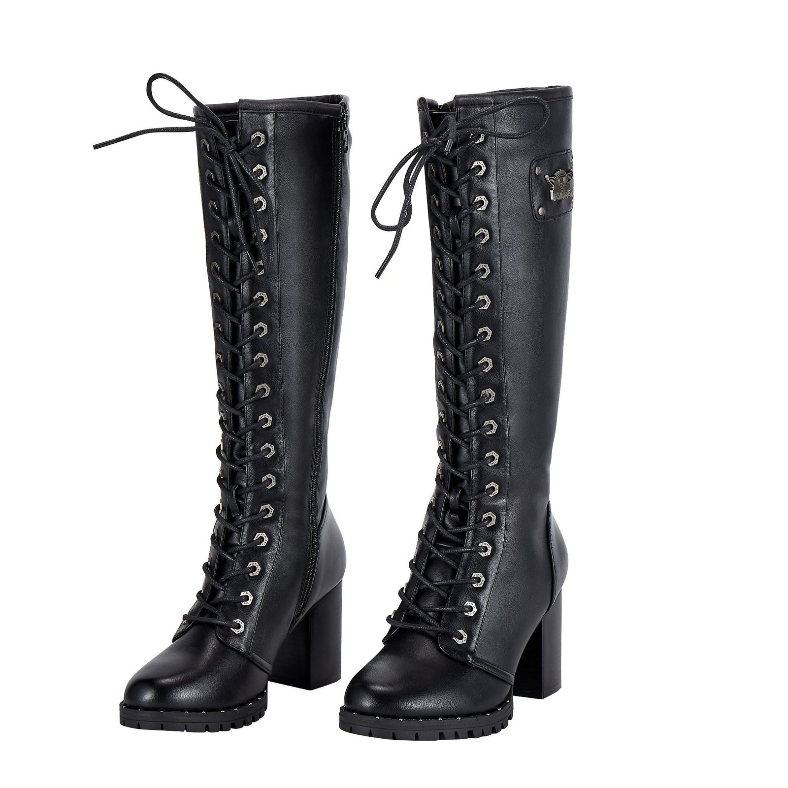 Motorcycle Boots - Women's - Knee High - Chunky Heel and Zipper - BTL7006-DL