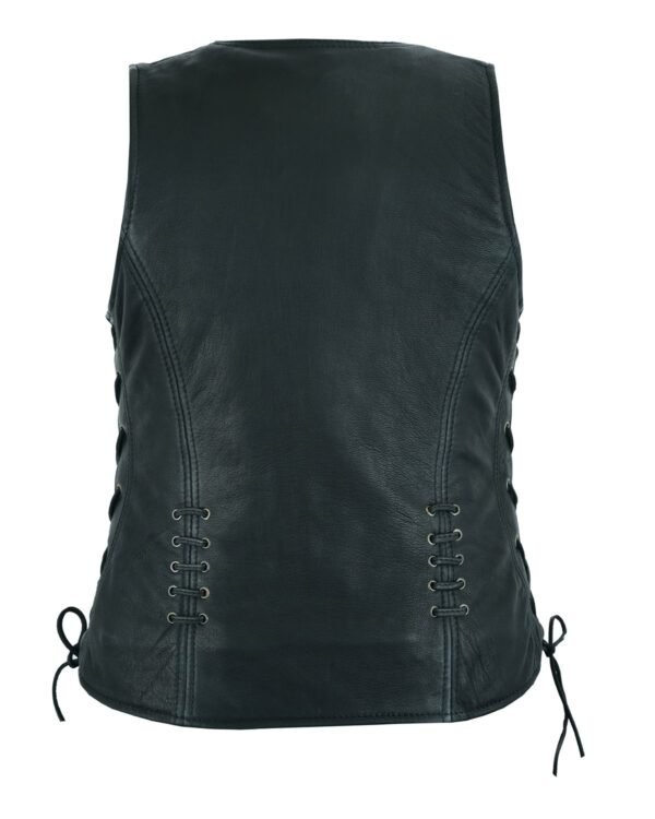 Leather Vest - Women's - Concealed Gun Pockets - Grommets - LV8530-07-DL