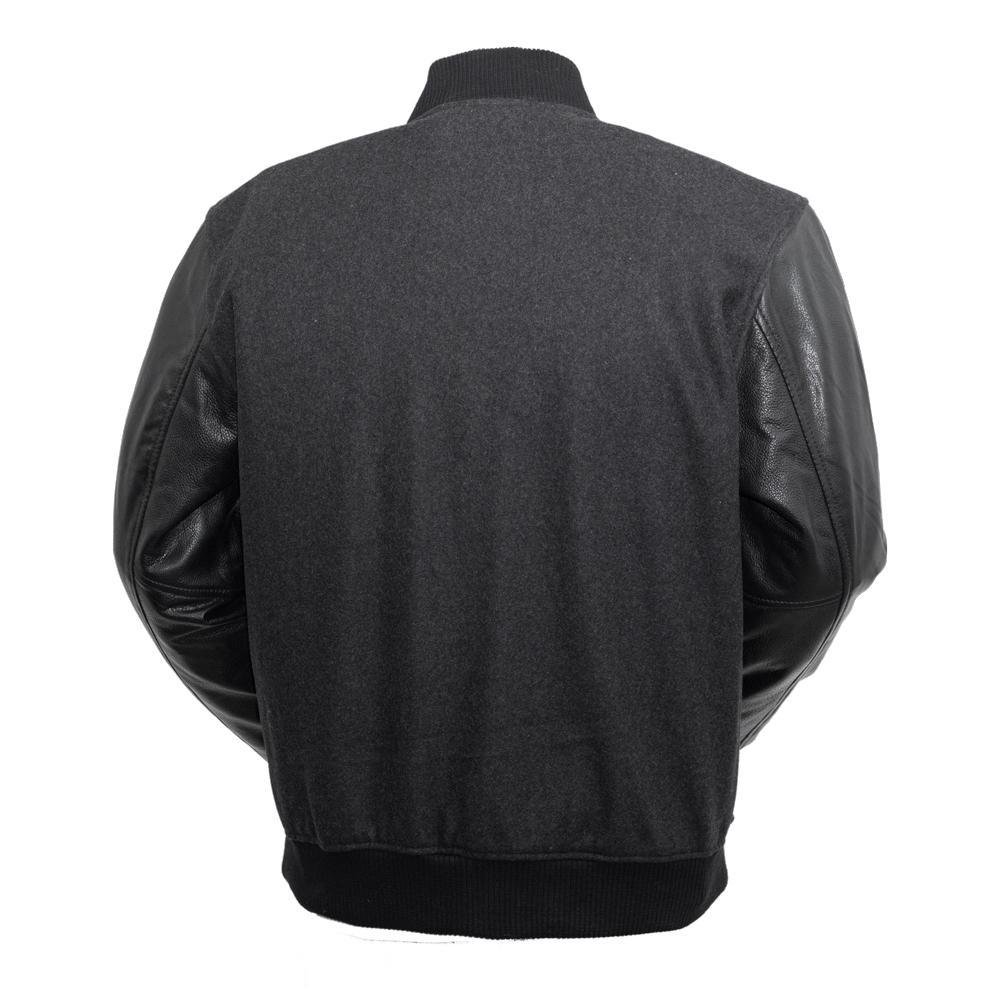 Varsity - Men's Woolen Jacket with Leather Sleeves - WBM2802-FM
