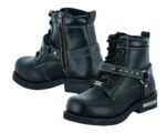 Leather Motorcycle Boots - Women's - Black - Side Zippers - DS9766-DS