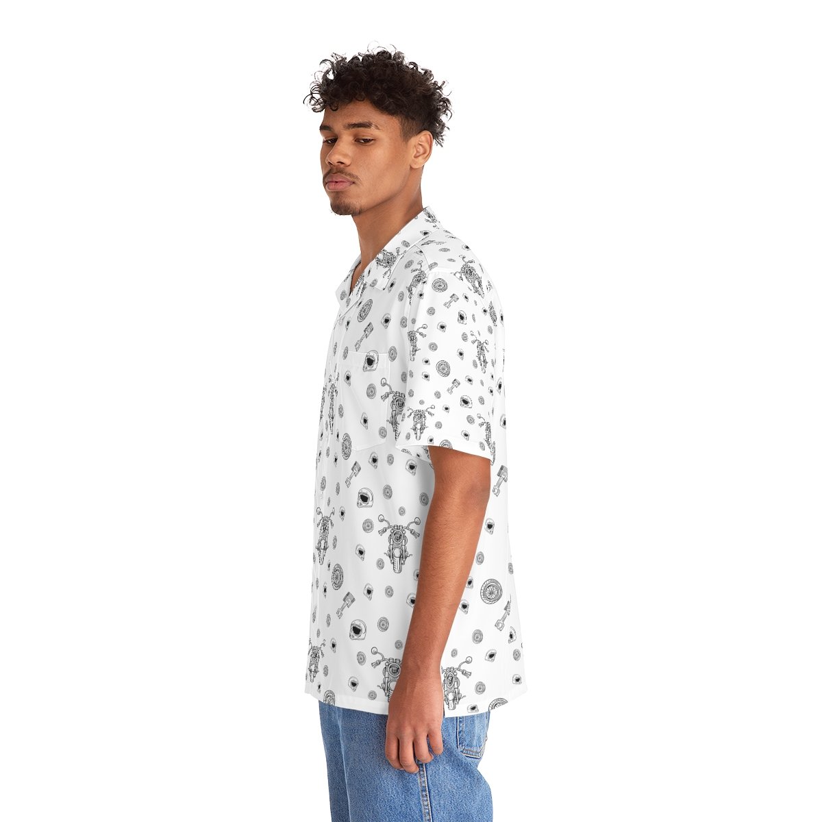 Hawaiian Shirt - Motorcycle Print - Men's - Biker Shirts