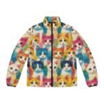 Colorful Cats - Multiple Colors - Men's Puffer Jacket (AOP)