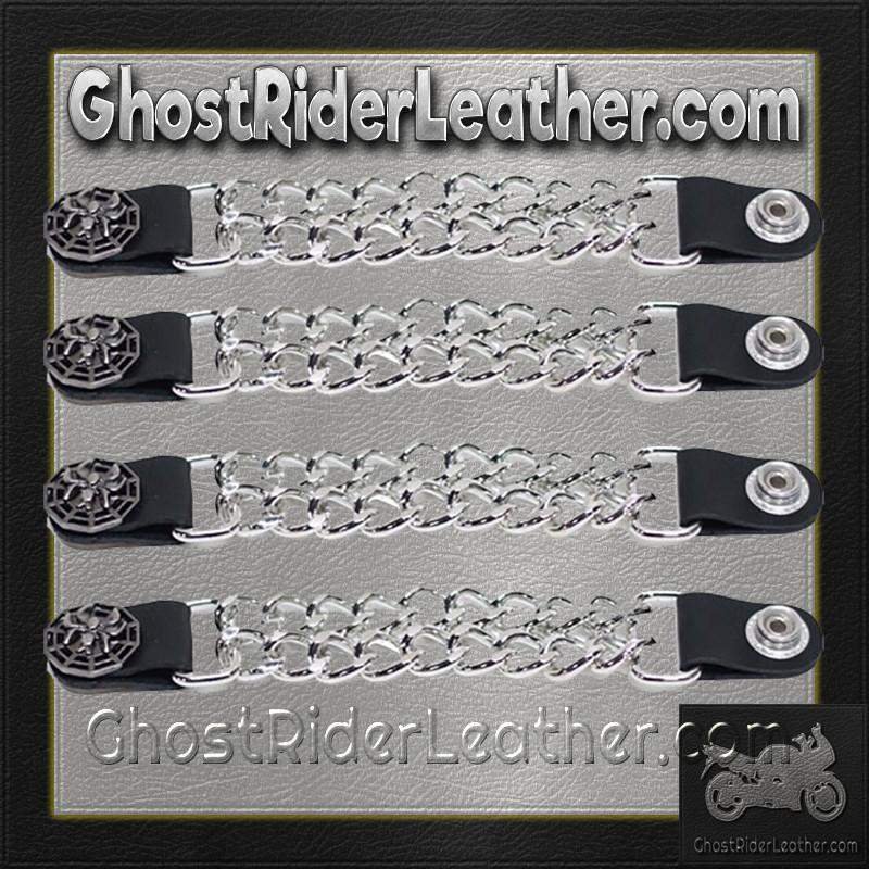 Set of Four Spider On Web Vest Extenders with Chrome Chain - AC1077-DL