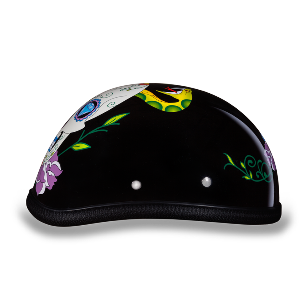 Novelty Motorcycle Helmet - Diamond Sugar Skull - Eagle Shorty - 6002DS-DH