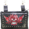 Leather Belt Bag - Red - Sugar Skull Design - Handbag - BAG35-EBL19-RED-DL