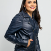 Leather Motorcycle Jacket - Women's - Choice of 5 Colors - Rebel - WBL1390-WB