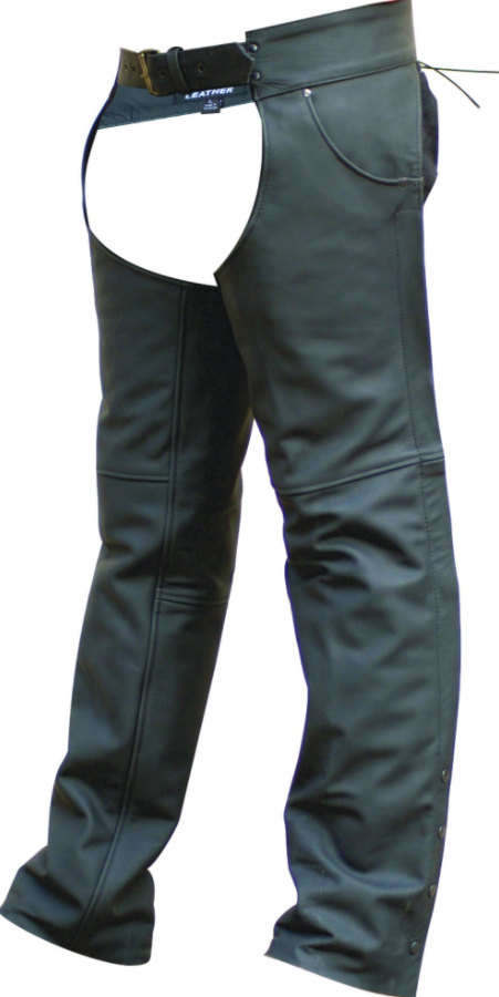 Men's Buffalo Leather Chaps - Motorcycle Riders - Matte Black - AL2430-AL