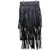 Black Leather Handbag - Belt Bag - Fringe - Chain - Small - BAG42-11-DL