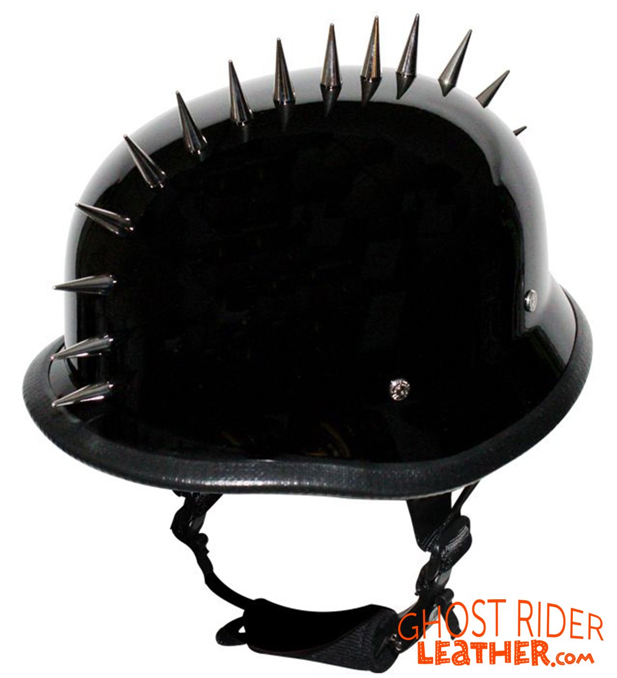 Novelty Motorcycle Helmet - Spiked - Gloss Black - German - H402-02-DL Novelty Motorcycle Helmet - Spiked - Gloss Black - German - H402-02-DL