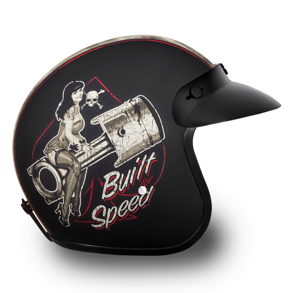 DOT Motorcycle Helmet - Built For Speed - Open Face - DC6-BFS-DH