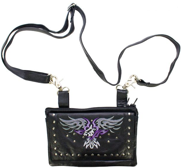 Leather Belt Bag - Purple - Eagle Design - Handbag - BAG35-EBL3-PURP-DL