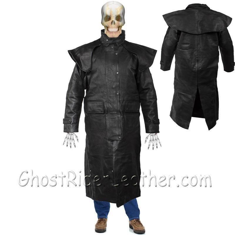 Leather Duster Coat - Men's - Cowboy Long Coat - MJ600-SS-DL