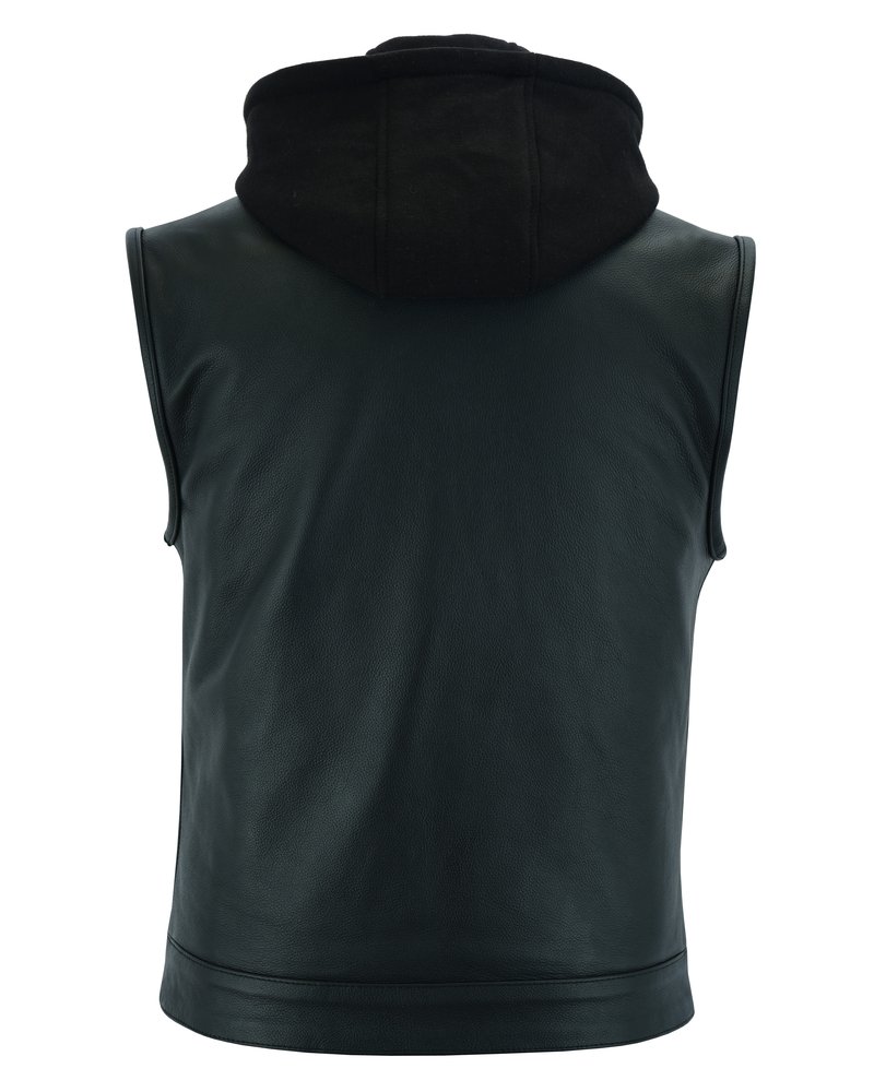 Leather Motorcycle Vest - Men's - Gun Pockets - Hoodie - Up To 12XL - Big and Tall - DS182-DS