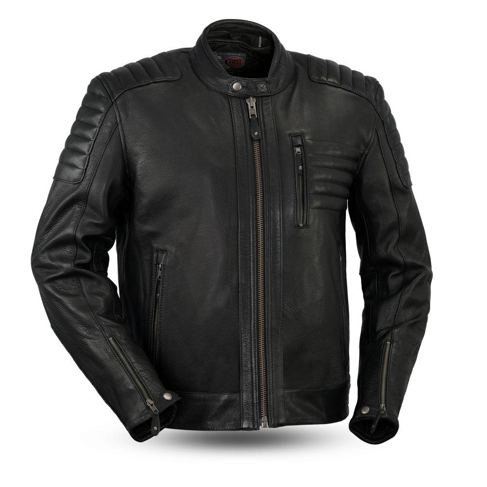 Defender - Men's Leather Scooter Jacket - SKU GRL-FIM293CHRZ-FM