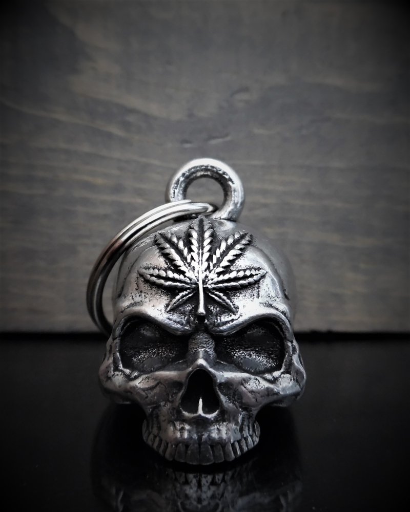 Pot Head Skull - Pewter - Motorcycle Gremlin Bell - Made In USA - SKU BB93-DS