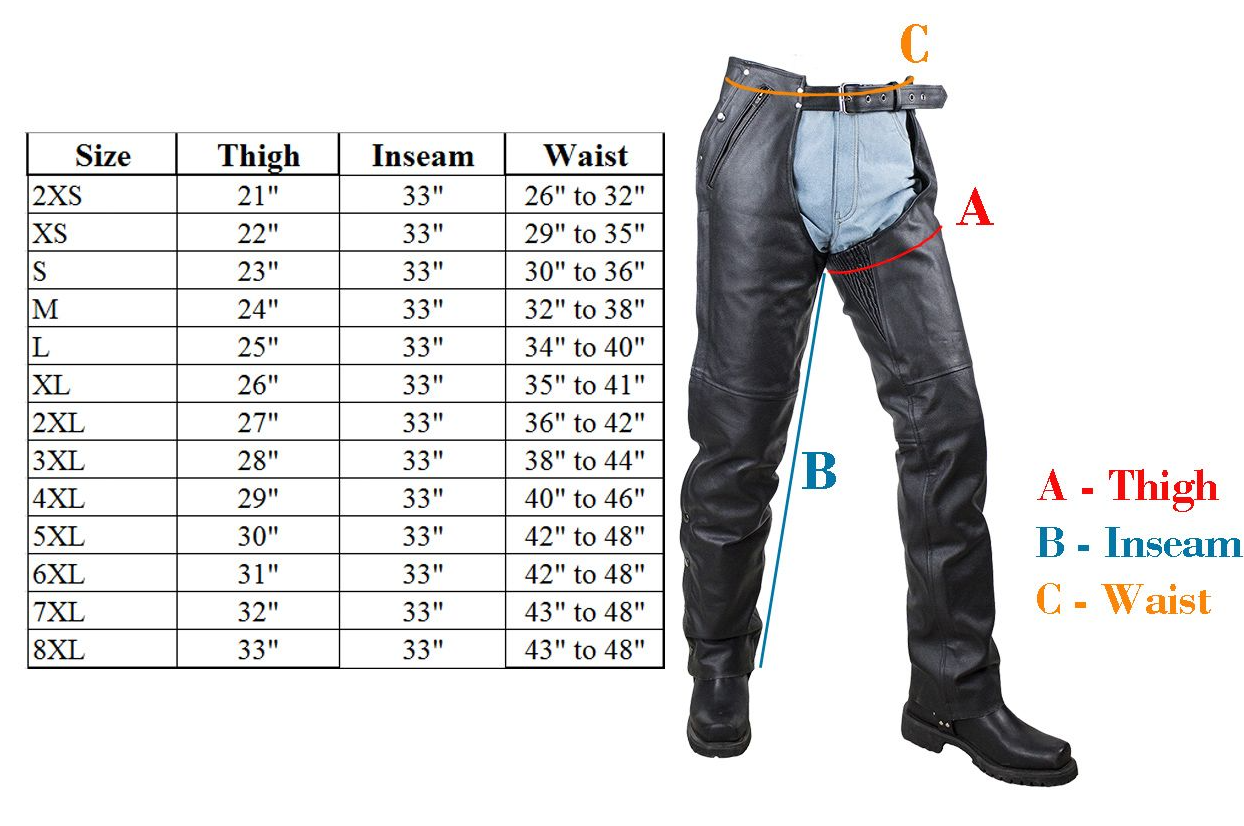 Leather Chaps - Men's or Women's - Buffalo Leather - C2334-BUFF-DL