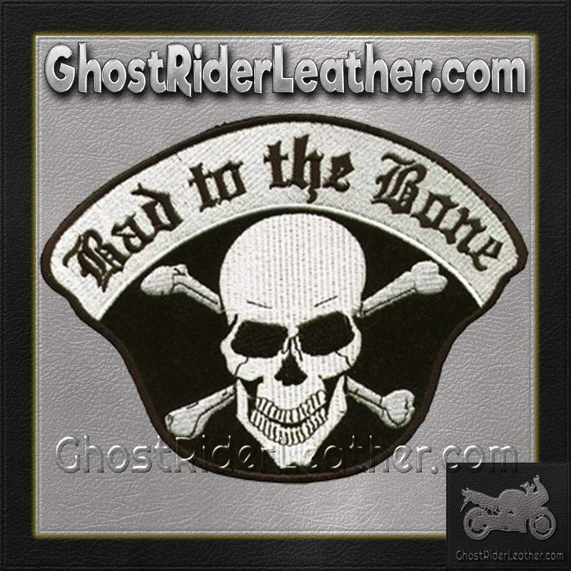 Vest Patch - Bad To The Bone - Skull Crossbones - PAT-C221-DL