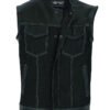 Denim and Leather Motorcycle Combo Vest - Men's - Upgraded Gun Pockets - Up To 10XL - DM900-DS