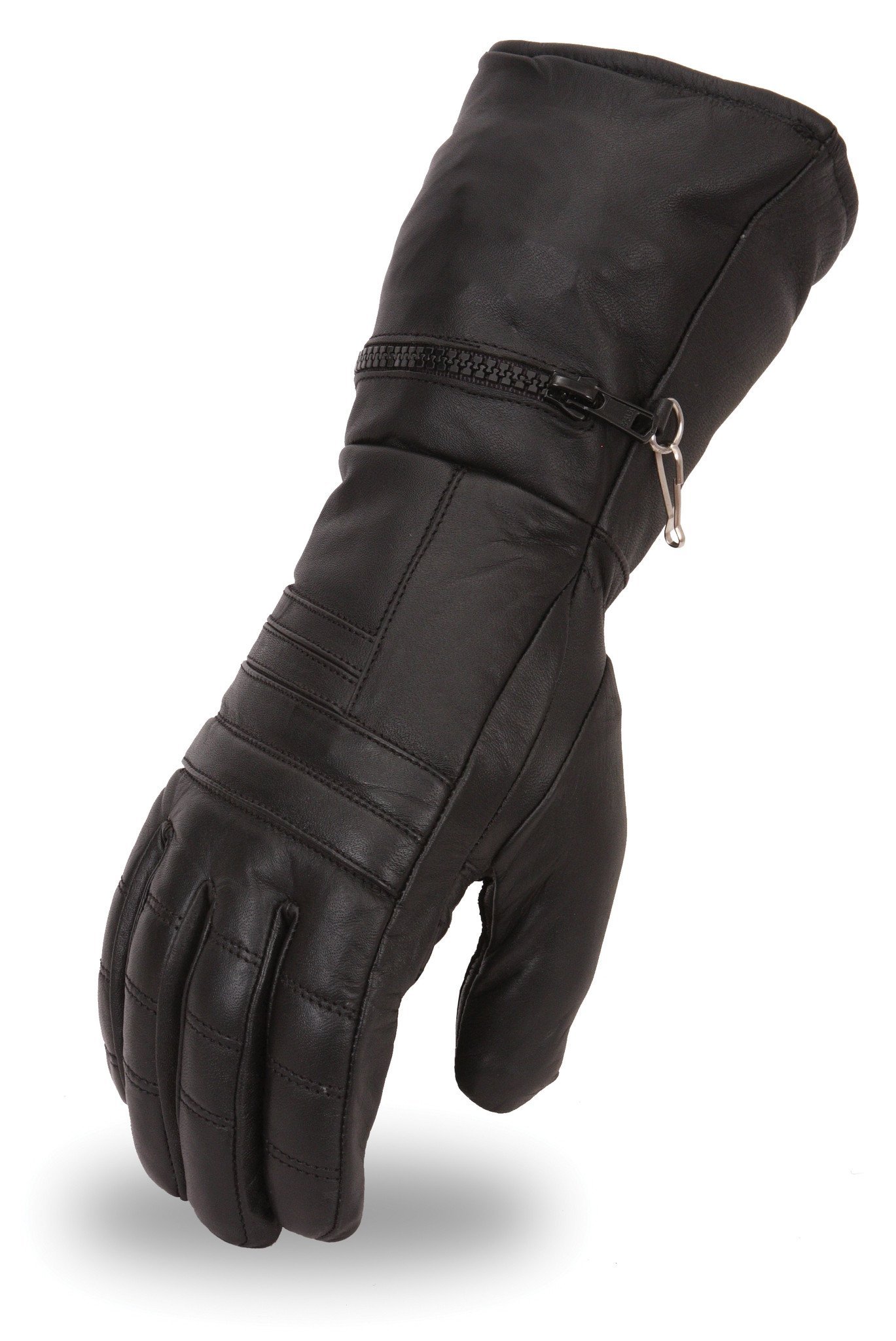 Men's Cold Weather Gauntlet Leather Motorcycle Gloves - SKU FI120GL-FM