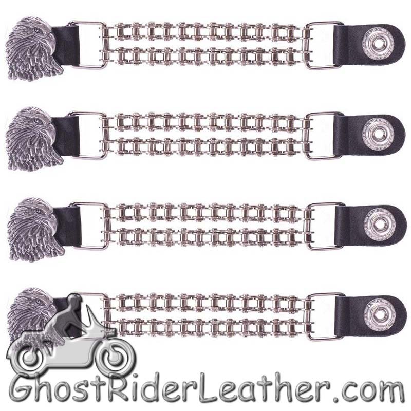 Set of Four Eagle Vest Extenders with Chrome Motorcycle Chain - AC1066-BC-DL