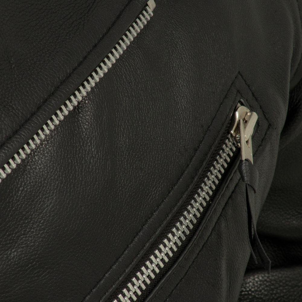 Men's Black Leather Motorcycle Jacket - Armor Pockets - Fillmore - FIM208CDLZ-FM