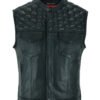 Leather Motorcycle Vest - Men's - Up To Size 8XL - Diamond Quilting - Big and Tall - DS198-DS