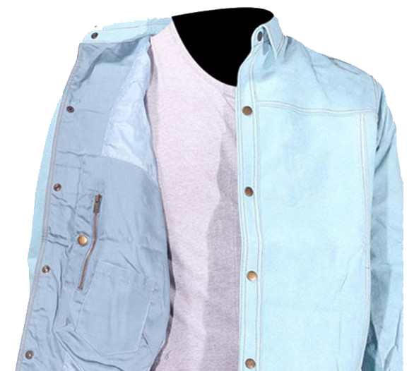 Leather Shirt -Men's - Blue - Snap Closure - Men's - Up To Size 5XL - MJ777-15-DL