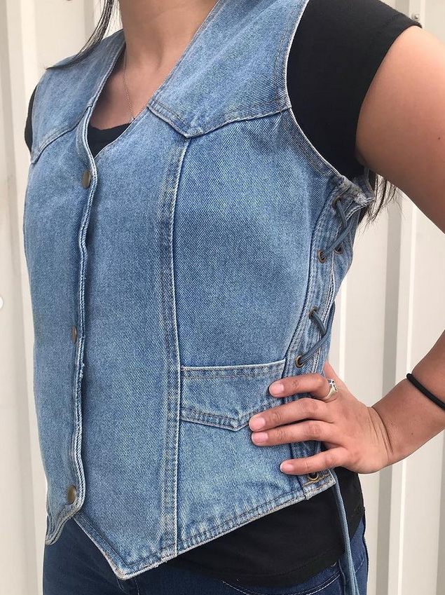 Denim Vest - Women's - Blue - Side Laces - Gun Pockets - AL2980-AL