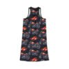 Motorcycles and Flames - Red Orange on Black - Women's Racerback Dress (AOP)