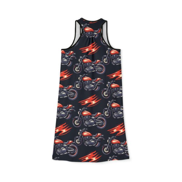 Motorcycles and Flames - Red Orange on Black - Women's Racerback Dress (AOP)