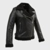 Leather Motorcycle Jacket - Women's - Black Faux Wool Lining - WBL1404-FM