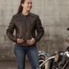 Leather Motorcycle Racing Jacket - Women's - Distressed - Trickster - FIL164SDC-FM