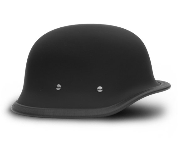 Novelty Motorcycle Helmet - Dull Flat Black - Big German - 1005B-DH
