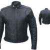 Ladies Euro Racer Biker Leather Jacket With Vents - SKU AL2145-AL