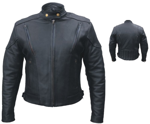 Ladies Euro Racer Biker Leather Jacket With Vents - SKU AL2145-AL