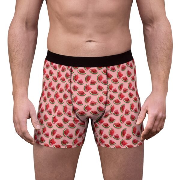 Watermelon Candy Slices - Red Green on Pink - Men's Boxer Briefs
