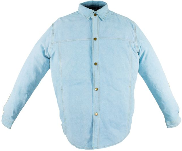 Leather Shirt -Men's - Blue - Snap Closure - Men's - Up To Size 5XL - MJ777-15-DL