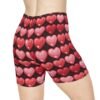 Doodle Hearts - Pink Red on Black - Women's Biker Shorts