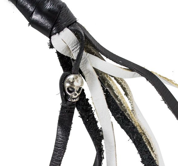 Get Back Whip - Black and White Leather - 42 Inches Long - Motorcycle Accessories -  GBW7-11-DL